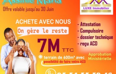 ASSINIE : Terrain à vendre Assinie Mafia 600m2