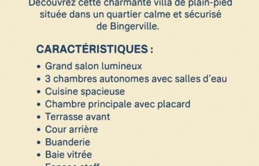 ABIDJAN BINGERVILLE : Villa à vendre 4 pièces