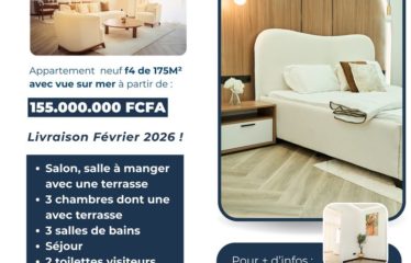 DAKAR ALMADIES : Appartement F4 neuf 175 m² à vendre – Cuisine équipée – Vue sur mer